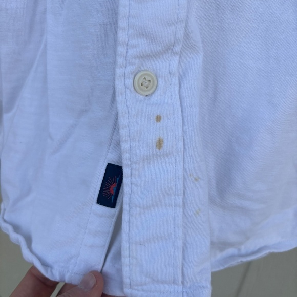 Faherty Seasons Shirt Men's Large White S/S Button Down Knit Beach Summer Casual - Picture 4 of 9